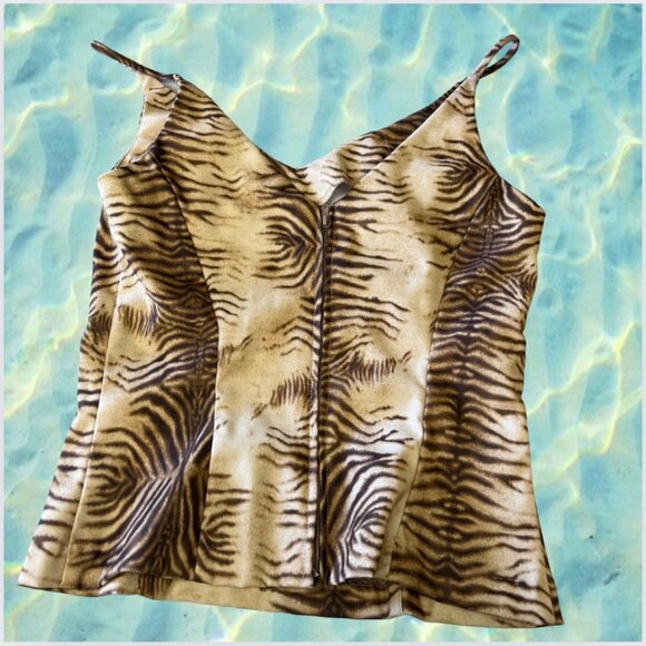 Vintage 1990s Y2K By Choice California Tiger Stripe Mini Top & Skirt Set - Picture 3 of 7